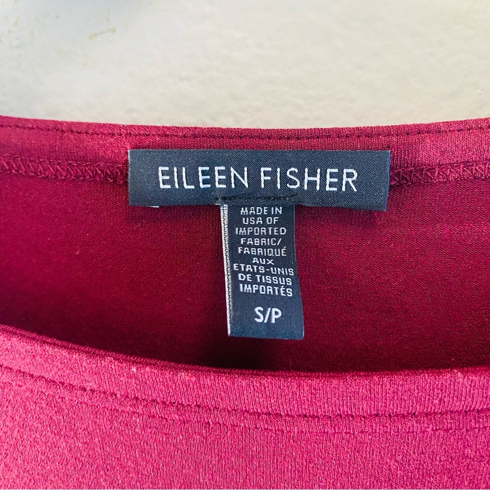 EILEEN FISHER Mulberry Jersey 3/4 Length Sleeve Tunic Top - Picture 3 of 5